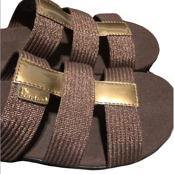 Dr. Martens Carmela Brown Gold Shimmer Women’s Slip on Sandal Sz 8 - Picture 2 of 8